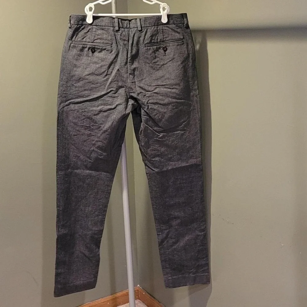 J.Crew Bowery‎ Slim Fit Cotton Dress Pants Men's Trousers, Size 32x34, Gray